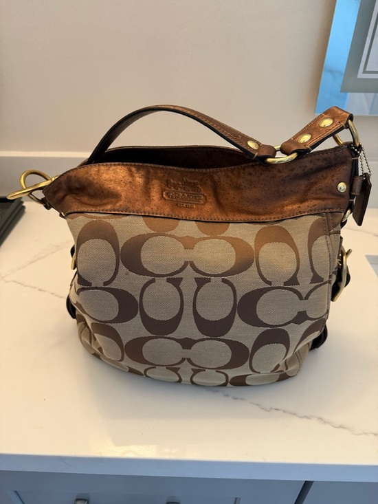 Coach Handbags - Coach metallic, brown, and tan Zoe bag